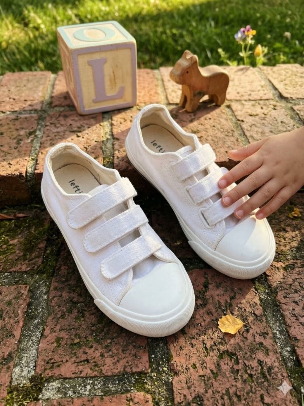 Lefties White Canvas Velcro Sneakers Kids Size 11.5-12